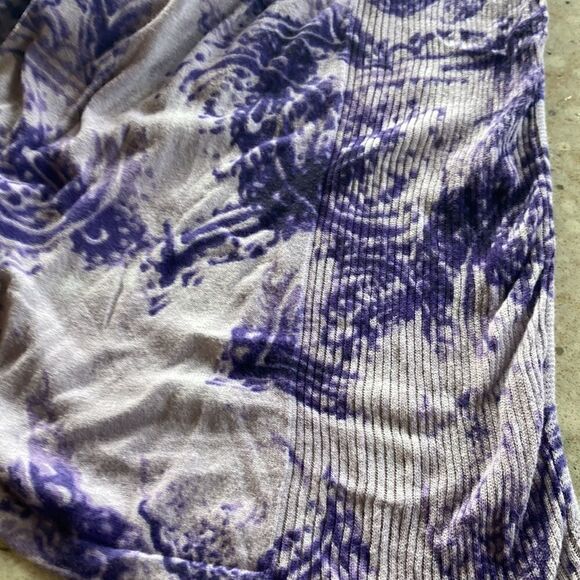 Chicos purple cream print size one long sleeve open front sweater - Picture 9 of 14